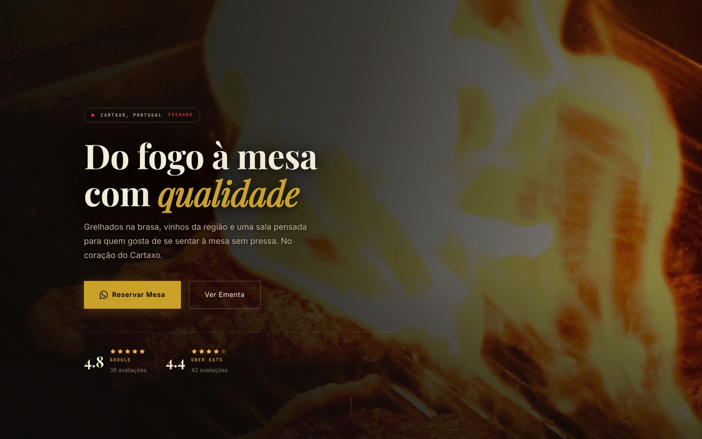 Print do site demo . restaurante familiar no Cartaxo