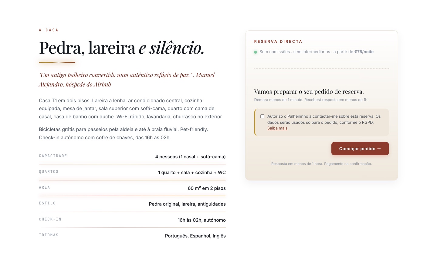 Print do site demo . casa rural restaurada
